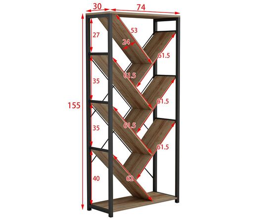 Βιβλιοθήκη Alex pakoworld φυσικό-μαύρο 74x30x153εκ - ΒΙΒΛΙΟΘΗΚΕΣ στο Milonadakis.gr