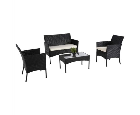 ΣΕΤ ΣΑΛΟΝΙ 4ΤΜΧ STASIA HM6089.04 ΣΥΝΘ.RATTAN ΜΑΥΡΟ-ΜΠΕΖ ΜΑΞΙΛΑΡΙΑ - ΣΕΤ ΣΑΛΟΝΙΑ στο Milonadakis.gr