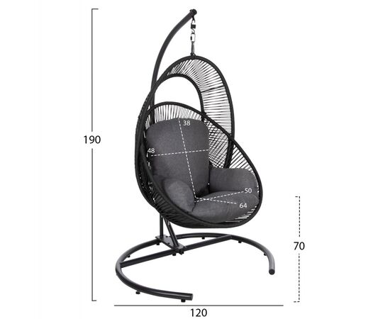 ΚΡΕΜΑΣΤΗ ΦΩΛΙΑ RULER HM6083 ΜΑΥΡΟ ΜΕΤΑΛΛΟ ΚΑΙ ΣΥΝΘ.RATTAN-ΓΚΡΙ ΜΑΞΙΛΑΡΙ 120x110x190Υ - ΚΟΥΝΙΕΣ - ΦΩΛΙΕΣ στο Milonadakis.gr