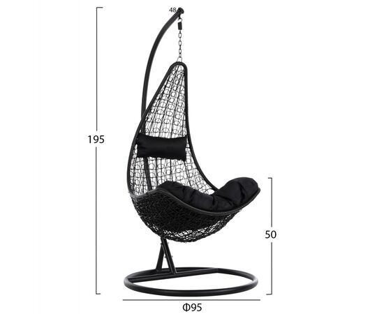 ΚΡΕΜΑΣΤΗ ΠΟΛΥΘΡΟΝΑ ΦΩΛΙΑ MILLIE HM5996.02 ΜΕΤΑΛΛΟ-ΣΥΝΘ.RATTAN ΜΑΥΡΟ Φ95x195Υεκ. - ΚΟΥΝΙΕΣ - ΦΩΛΙΕΣ στο Milonadakis.gr