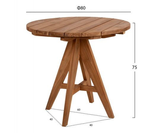 ΤΡΑΠΕΖΙ LEO HM9623.11 ΣΤΡΟΓΓΥΛΟ ΜΑΣΙΦ ΞΥΛΟ ΤΕΑΚ Φ80x75Υεκ. - ΤΡΑΠΕΖΙΑ ΕΞ. ΧΩΡΟΥ στο Milonadakis.gr