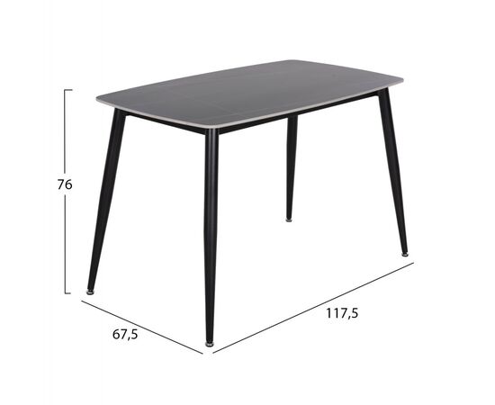 ΤΡΑΠΕΖΙ RAVEN HM9854.02 ΚΕΡΑΜΙΚΟ TOP ΜΑΥΡΟ ΜΑΡΜΑΡΟ-ΜΑΥΡΟ ΜΕΤΑΛΛΟ 117,5x67,5x76Υεκ. - ΤΡΑΠΕΖΙΑ ΚΟΥΖΙΝΑΣ στο Milonadakis.gr