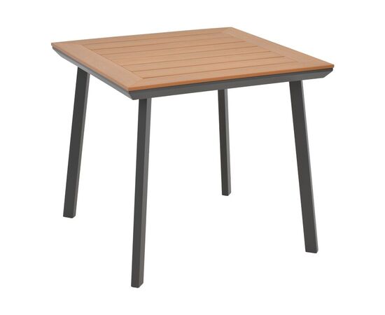 Τραπέζι Synergy pakoworld αλουμίνιο ανθρακί-plywood φυσικό 80x80x74εκ - ΤΡΑΠΕΖΙΑ ΚΟΥΖΙΝΑΣ στο Milonadakis.gr