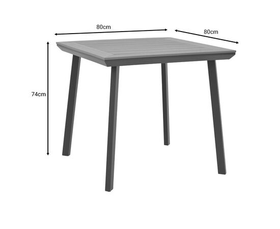 Τραπέζι Synergy pakoworld αλουμίνιο ανθρακί-plywood φυσικό 80x80x74εκ - ΤΡΑΠΕΖΙΑ ΚΟΥΖΙΝΑΣ στο Milonadakis.gr