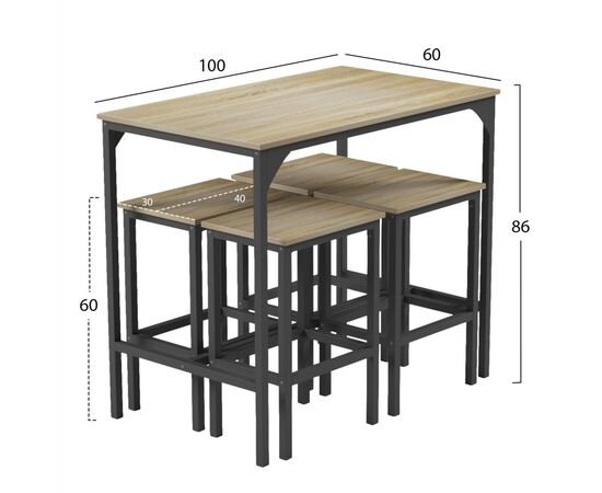 ΣΕΤ ΤΡΑΠΕΖΑΡΙΑ ΜΠΑΡ 5ΤΜΧ BOXY HM9882.01 ΜΑΥΡΟ ΜΕΤΑΛΛΟ-ΜΕΛΑΜΙΝΗ ΣΕ SONAMA - ΤΡΑΠΕΖΑΡΙΕΣ στο Milonadakis.gr