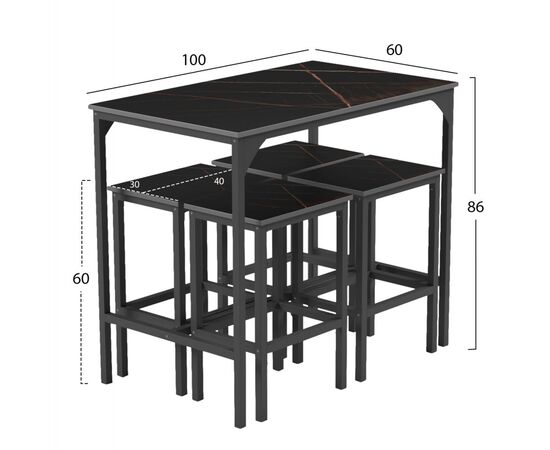 ΣΕΤ ΤΡΑΠΕΖΑΡΙΑ ΜΠΑΡ 5ΤΜΧ BOXY HM9882.13 ΜΑΥΡΟ ΜΕΤΑΛΛΟ-ΜΕΛΑΜΙΝΗ ΜΑΥΡΟ ΜΑΡΜΑΡΟ - ΤΡΑΠΕΖΑΡΙΕΣ στο Milonadakis.gr