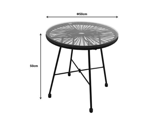 Τραπέζι Acapulco pakoworld μαύρο μέταλλο - pe rattan σε μαύρη απόχρωση Φ50x50εκ - ΤΡΑΠΕΖΑΚΙΑ ΣΑΛΟΝΙΟΥ στο Milonadakis.gr