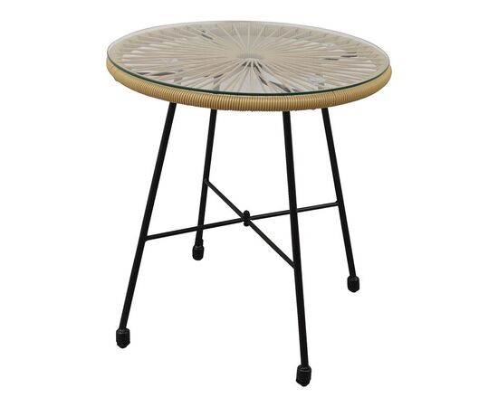 Τραπέζι Acapulco pakoworld μαύρο μέταλλο - pe rattan σε φυσική απόχρωση Φ50x50εκ - ΤΡΑΠΕΖΙΑ ΕΞ. ΧΩΡΟΥ στο Milonadakis.gr