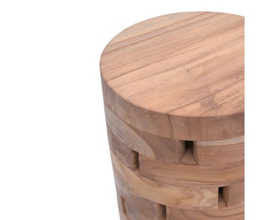 Σκαμπό Shard Inart φυσικό μασίφ ξύλο teak Φ35x45εκ - ΠΟΥΦ - ΣΚΑΜΠΟ - ΜΠΑΟΥΛΟ στο Milonadakis.gr