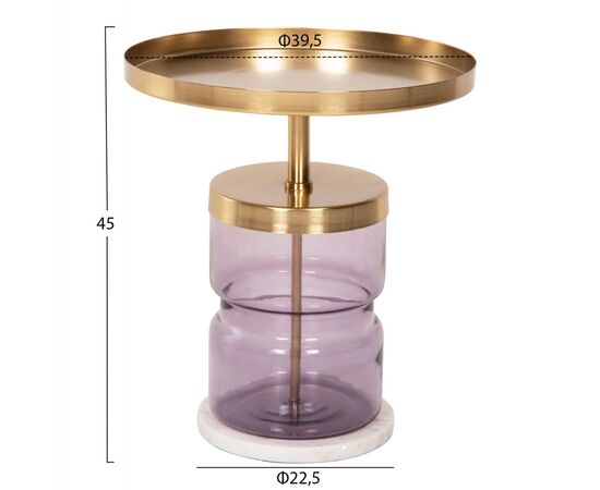 ΒΟΗΘΗΤΙΚΟ ΤΡΑΠΕΖΑΚΙ HAILEY HM9729 ΜΩΒ ΓΥΑΛΙ-ΧΡΥΣΟ ΜΕΤΑΛΛΟ Φ39,5x45Υεκ - ΒΟΗΘΗΤΙΚΑ ΤΡΑΠΕΖΑΚΙΑ στο Milonadakis.gr
