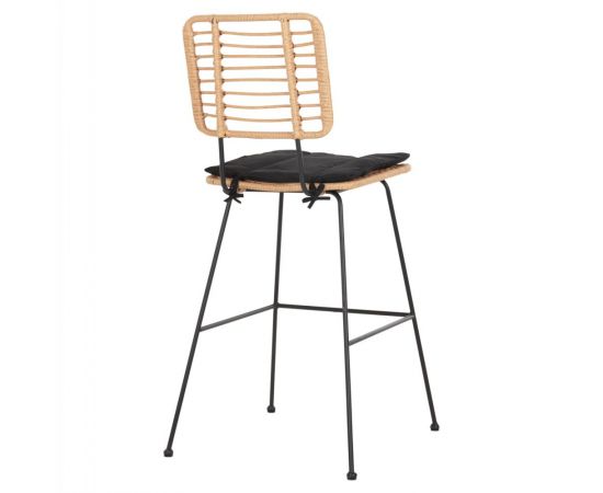 ΣΚΑΜΠΟ ΜΠΑΡ ALLEGRA HM5455.11 ΜΕΤΑΛΛΟ&ΜΑΞΙΛΑΡΙ ΜΑΥΡΟ-WICKER ΜΠΕΖ 56x59x116,5Υεκ. - ΣΚΑΜΠΩ στο Milonadakis.gr