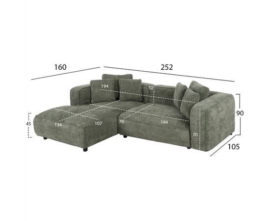 ΚΑΝΑΠΕΣ ΓΩΝΙΑ (ΑΡΙΣΤΕΡΗ) 3-ΘΕΣΙΟΣ GRACE HM3280.05L ΠΡΑΣΙΝΟ ΥΦΑΣΜΑ 252x160x70-90Υεκ - ΚΑΝΑΠΕΔΕΣ-ΣΑΛΟΝΙΑ στο Milonadakis.gr