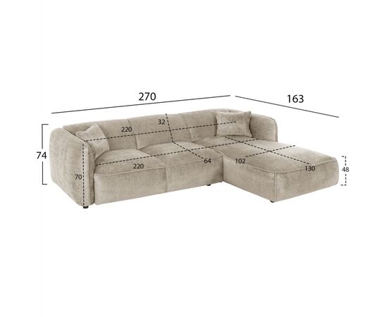 ΚΑΝΑΠΕΣ ΓΩΝΙΑ (ΔΕΞΙΑ) TREAT HM3277.01Ρ ΜΠΕΖ ΥΦΑΣΜΑ 270x163x74Υεκ. - ΚΑΝΑΠΕΔΕΣ-ΣΑΛΟΝΙΑ στο Milonadakis.gr
