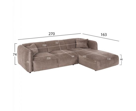 ΚΑΝΑΠΕΣ ΓΩΝΙΑ (ΔΕΞΙΑ) TREAT HM3277.02R ΣΚΟΥΡΟ ΜΠΕΖ ΥΦΑΣΜΑ 270x163x74Υεκ. - ΚΑΝΑΠΕΔΕΣ-ΣΑΛΟΝΙΑ στο Milonadakis.gr