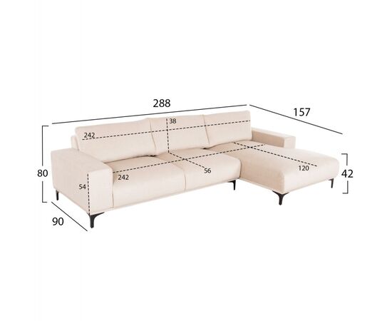 ΚΑΝΑΠΕΣ ΓΩΝΙΑ (ΔΕΞΙΑ) NOA HM3278.01R ΕΚΡΟΥ ΥΦΑΣΜΑ 288x90-157x67-80Υεκ. - ΚΑΝΑΠΕΔΕΣ-ΣΑΛΟΝΙΑ στο Milonadakis.gr