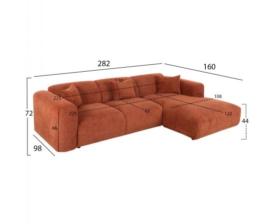 ΚΑΝΑΠΕΣ ΓΩΝΙΑ BRICKEN HM3275.03R ΚΕΡΑΜΙΔΙ ΥΦΑΣΜΑ 110-282x98-160x72Υεκ. - ΚΑΝΑΠΕΔΕΣ-ΣΑΛΟΝΙΑ στο Milonadakis.gr