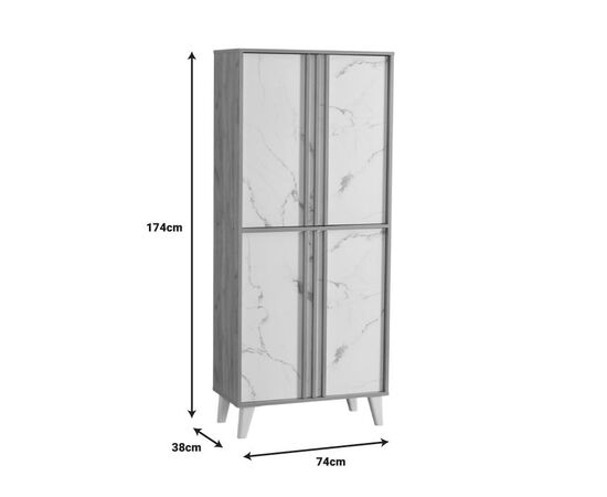 Παπουτσοθήκη-ντουλάπι Yamka pakoworld oak μαρμάρου μελαμίνης 74x38x174εκ - ΝΤΟΥΛΑΠΙΑ - ΠΑΠΟΥΤΣΟΘΗΚΕΣ στο Milonadakis.gr