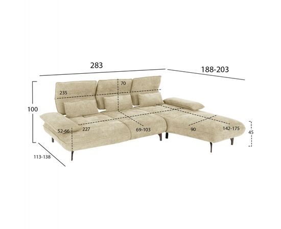 ΓΩΝΙΑΚΟΣ ΚΑΝΑΠΕΣ (ΔΕΞΙΑ) CONVERT HM3268.01R ΕΚΡΟΥ ΥΦΑΣΜΑ 283x188x100Υεκ. - ΚΑΝΑΠΕΔΕΣ-ΣΑΛΟΝΙΑ στο Milonadakis.gr