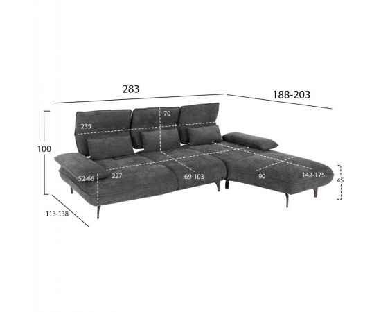 ΓΩΝΙΑΚΟΣ ΚΑΝΑΠΕΣ (ΔΕΞΙΑ) CONVERT HM3268.03R ΓΚΡΙ ΥΦΑΣΜΑ 283x188x100Υεκ. - ΚΑΝΑΠΕΔΕΣ-ΣΑΛΟΝΙΑ στο Milonadakis.gr