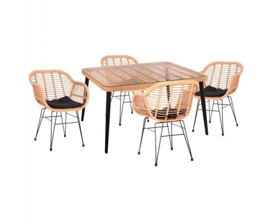 ΣΕΤ ΕΞΩΤ.ΧΩΡΟΥ 5ΤΜΧ ALLEGRA HM21027 ΣΕ ΜΠΕΖ & ΜΑΥΡΟ ΧΡΩΜΑ WICKER-ΜΕΤΑΛΛΟ - ΣΕΤ ΤΡΑΠΕΖΑΡΙΕΣ στο Milonadakis.gr