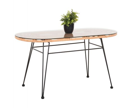 ΤΡΑΠΕΖΙ ΟΒΑΛ ΧΑΜΗΛΟ ALLEGRA HM5695.11 ΜΠΕΖ WICKER-ΜΑΥΡΟ ΜΕΤΑΛΛΟ 100x45x51,5Υεκ. - ΤΡΑΠΕΖΙΑ ΕΞ. ΧΩΡΟΥ στο Milonadakis.gr