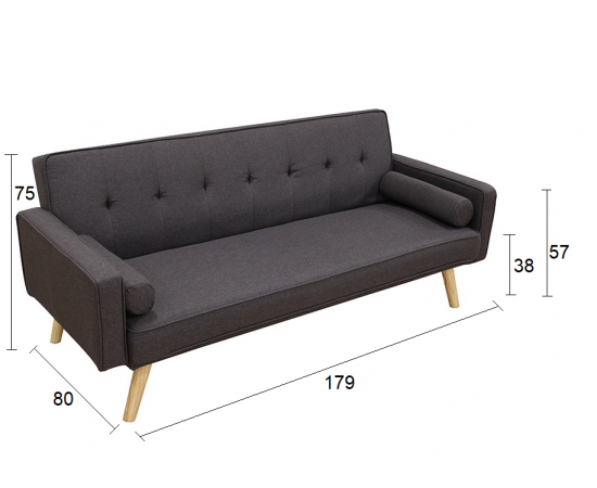 RONY BROWN/GREY ΥΦΑΣΜΑ ΚΑΝΑΠΕΣ-ΚΡΕΒΑΤΙ 179X80εκ. - ΚΑΝΑΠΕΔΕΣ-ΣΑΛΟΝΙΑ στο Milonadakis.gr