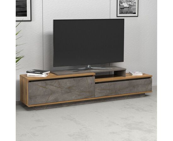 ΕΠΙΠΛΟ TV LEIS HM18186 ΜΕΛΑΜΙΝΗ ΣΕ ΦΥΣΙΚΟ ΞΥΛΟΥ & ΟΨΗ ΓΚΡΙ ΜΑΡΜΑΡΟ 180x35x42Υεκ. - ΕΠΙΠΛΑ ΤΗΛΕΟΡΑΣΗΣ στο Milonadakis.gr