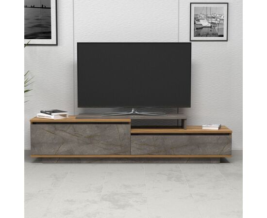 ΕΠΙΠΛΟ TV LEIS HM18186 ΜΕΛΑΜΙΝΗ ΣΕ ΦΥΣΙΚΟ ΞΥΛΟΥ & ΟΨΗ ΓΚΡΙ ΜΑΡΜΑΡΟ 180x35x42Υεκ. - ΕΠΙΠΛΑ ΤΗΛΕΟΡΑΣΗΣ στο Milonadakis.gr