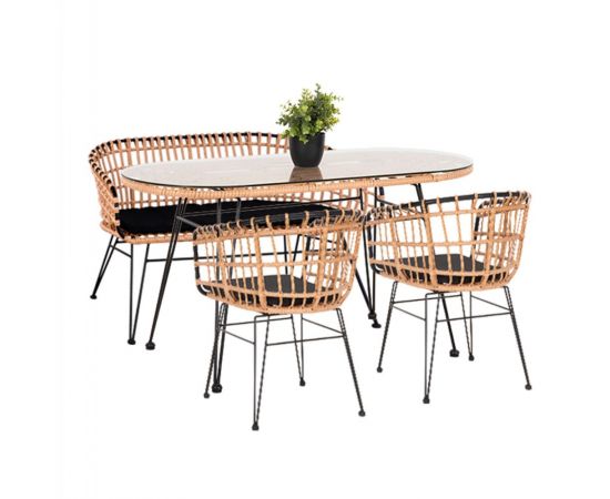 ΣΕΤ ΕΞΩΤ.ΧΩΡΟΥ 4ΤΜΧ ALLEGRA HM21051 ΣΥΝΘ.RATTAN ΜΠΕΖ-ΜΑΥΡΟ ΜΕΤΑΛΛΟ - ΣΕΤ ΤΡΑΠΕΖΑΡΙΕΣ στο Milonadakis.gr