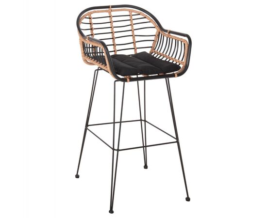 ΣΚΑΜΠΟ ΜΠΑΡ ALLEGRA HM5690.11 ΜΕΤΑΛΛΟ&ΜΑΞΙΛΑΡΙ ΜΑΥΡΟ-WICKER ΜΠΕΖ 55x54x108Υεκ. - ΣΚΑΜΠΩ στο Milonadakis.gr