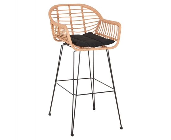 ΣΚΑΜΠΟ ΜΠΑΡ ΨΗΛΟ ALLEGRA HM5640.11 ΜΠΕΖ P.E. RATTAN-ΜΑΥΡΟ ΜΕΤΑΛΛΟ 54x55x108Υεκ. - ΣΚΑΜΠΩ στο Milonadakis.gr