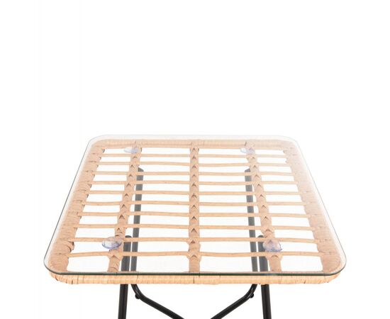 ΤΡΑΠΕΖΑΚΙ GERRY HM5717.11 ΜΕ WICKER ΜΠΕΖ-ΜΑΥΡΟ ΜΕΤΑΛ.ΣΚΕΛΕΤΟ 50x50x47,5Υεκ. - ΤΡΑΠΕΖΙΑ ΕΞ. ΧΩΡΟΥ στο Milonadakis.gr