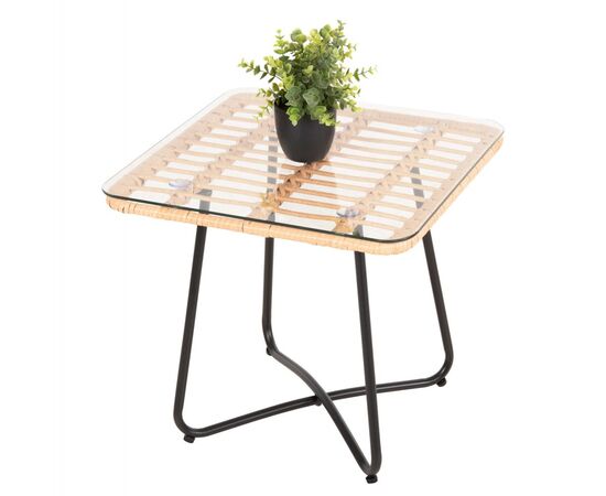 ΤΡΑΠΕΖΑΚΙ GERRY HM5717.11 ΜΕ WICKER ΜΠΕΖ-ΜΑΥΡΟ ΜΕΤΑΛ.ΣΚΕΛΕΤΟ 50x50x47,5Υεκ. - ΤΡΑΠΕΖΙΑ ΕΞ. ΧΩΡΟΥ στο Milonadakis.gr