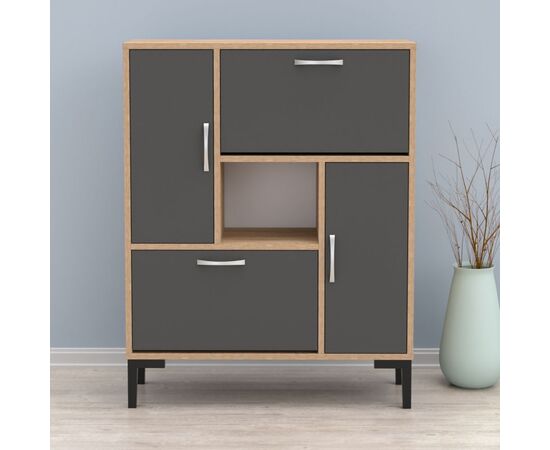 ΠΑΠΟΥΤΣΟΘΗΚΗ MEDY HM18187.01 ΜΕΛΑΜΙΝΗ ΣΕ ΑΝΘΡΑΚΙ & ΣΟΝΑΜΑ-ΜΑΥΡΑ ΠΟΔΙΑ 85x30x108.5Υ εκ. - ΝΤΟΥΛΑΠΙΑ - ΠΑΠΟΥΤΣΟΘΗΚΕΣ στο Milonadakis.gr