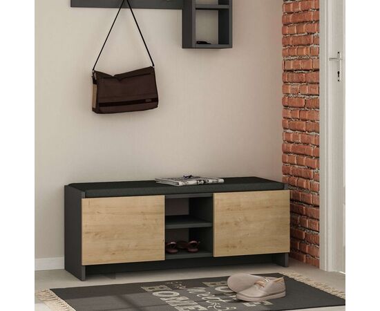 Έπιπλο εισόδου σκαμπό-παπουτσοθήκη Zulla pakoworld μελαμίνη σε ανθρακί-oak απόχρωση 110x37x43εκ - ΝΤΟΥΛΑΠΙΑ - ΠΑΠΟΥΤΣΟΘΗΚΕΣ στο Milonadakis.gr