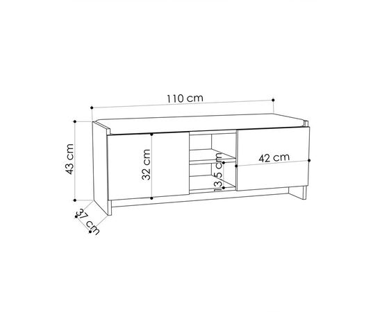 Έπιπλο εισόδου σκαμπό-παπουτσοθήκη Zulla pakoworld μελαμίνη σε ανθρακί-oak απόχρωση 110x37x43εκ - ΝΤΟΥΛΑΠΙΑ - ΠΑΠΟΥΤΣΟΘΗΚΕΣ στο Milonadakis.gr