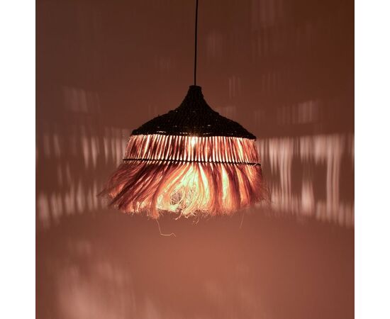 Φωτιστικό οροφής Arupade Inart abaca ξύλο σε φυσικό-μαύρο χρώμα Φ50x50εκ - ΦΩΤΙΣΤΙΚΑ ΟΡΟΦΗΣ στο Milonadakis.gr