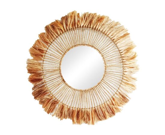 Καθρέπτης Namiere Inart abaca σε φυσικό χρώμα Φ100x4εκ - ΚΑΘΡΕΠΤΕΣ στο Milonadakis.gr