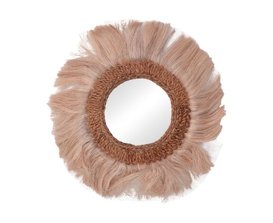 Καθρέπτης Fraklone Inart abaca σε φυσικό χρώμα Φ50x4εκ - ΚΑΘΡΕΠΤΕΣ στο Milonadakis.gr