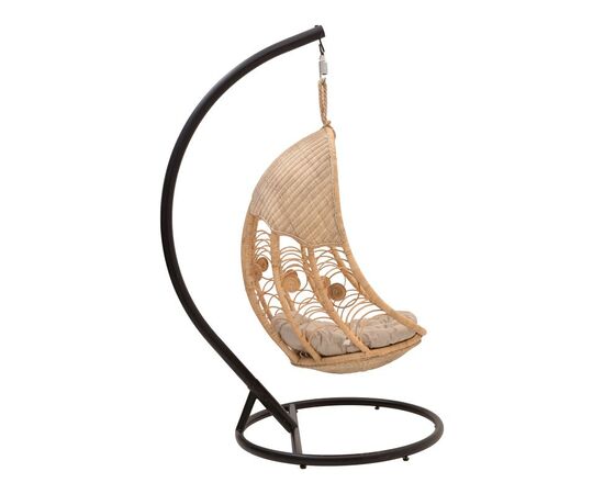 Κούνια Labreone pakoworld rattan pe φυσική απόχρωση -μαύρο μέταλλο-μπεζ μαξιλάρι 82x82x200εκ - ΚΟΥΝΙΕΣ - ΦΩΛΙΕΣ στο Milonadakis.gr