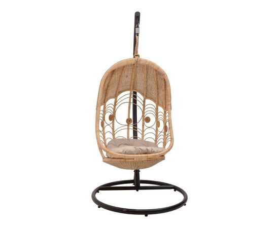 Κούνια Labreone pakoworld rattan pe φυσική απόχρωση -μαύρο μέταλλο-μπεζ μαξιλάρι 82x82x200εκ - ΚΟΥΝΙΕΣ - ΦΩΛΙΕΣ στο Milonadakis.gr