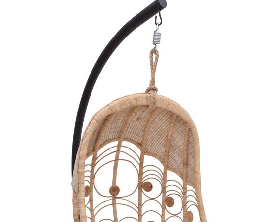 Κούνια Labreone pakoworld rattan pe φυσική απόχρωση -μαύρο μέταλλο-μπεζ μαξιλάρι 82x82x200εκ - ΚΟΥΝΙΕΣ - ΦΩΛΙΕΣ στο Milonadakis.gr