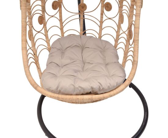 Κούνια Labreone pakoworld rattan pe φυσική απόχρωση -μαύρο μέταλλο-μπεζ μαξιλάρι 82x82x200εκ - ΚΟΥΝΙΕΣ - ΦΩΛΙΕΣ στο Milonadakis.gr