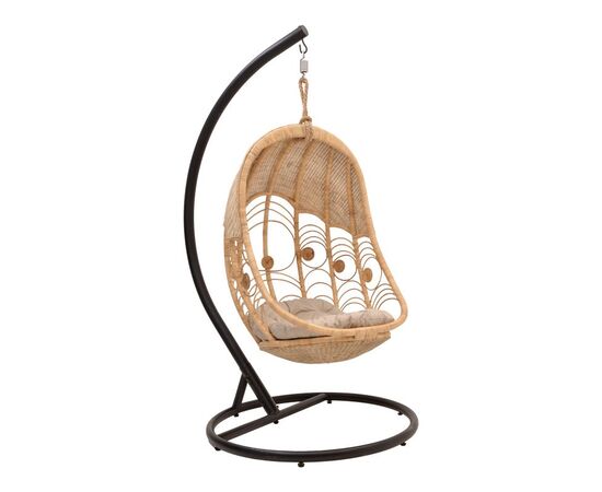 Κούνια Labreone pakoworld rattan pe φυσική απόχρωση -μαύρο μέταλλο-μπεζ μαξιλάρι 82x82x200εκ - ΚΟΥΝΙΕΣ - ΦΩΛΙΕΣ στο Milonadakis.gr