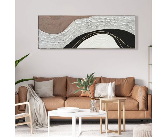 ΠΙΝΑΚΑΣ ΤΟΙΧΟΥ ABSTRACT HM4552.01 ΜΕ ΚΟΡΝΙΖΑ ΜΠΕΖ-ΚΑΜΒΑΣ- ΧΕΙΡΟΠΟΙΗΤΟΣ 152x4.5x52Υεκ. - ΠΙΝΑΚΕΣ στο Milonadakis.gr
