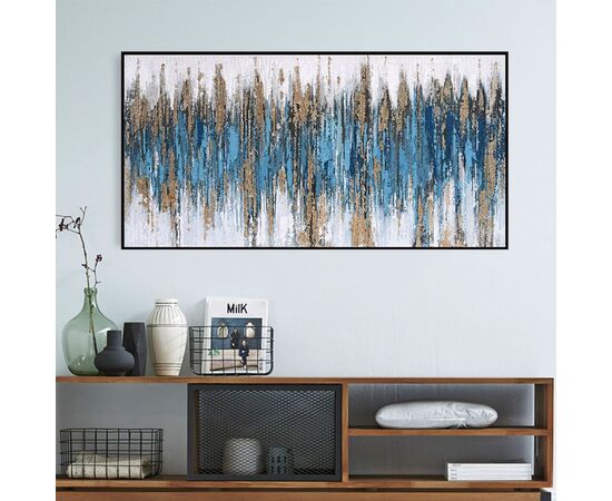 ΠΙΝΑΚΑΣ ΤΟΙΧΟΥ ABSTRACT (ΜΠΛΕ) HM4574.02 ΜΕ ΚΟΡΝΙΖΑ ΜΑΥΡΗ-ΚΑΜΒΑΣ 142x4.5x72Υεκ - ΠΙΝΑΚΕΣ στο Milonadakis.gr