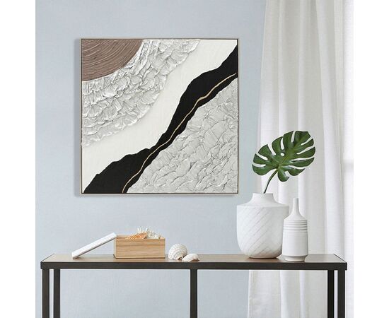 ΠΙΝΑΚΑΣ ΤΟΙΧΟΥ ABSTRACT (ΤΕΤΡΑΓΩΝΟΣ) HM4553.01 ΜΕ ΚΟΡΝΙΖΑ ΜΠΕΖ-ΚΑΜΒΑΣ 82x4.5x82Υεκ - ΠΙΝΑΚΕΣ στο Milonadakis.gr