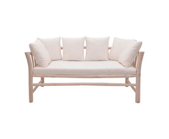 Καναπές διθέσιος Dranjere pakoworld teak ξύλο σε φυσική απόχρωση με μπεζ ύφασμα 162x80x71εκ - ΣΕΤ ΣΑΛΟΝΙΑ στο Milonadakis.gr