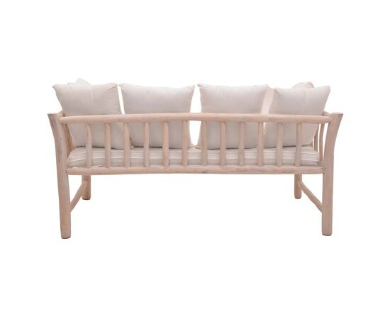 Καναπές διθέσιος Dranjere pakoworld teak ξύλο σε φυσική απόχρωση με μπεζ ύφασμα 162x80x71εκ - ΣΕΤ ΣΑΛΟΝΙΑ στο Milonadakis.gr