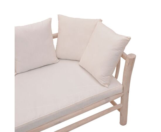 Καναπές διθέσιος Dranjere pakoworld teak ξύλο σε φυσική απόχρωση με μπεζ ύφασμα 162x80x71εκ - ΣΕΤ ΣΑΛΟΝΙΑ στο Milonadakis.gr